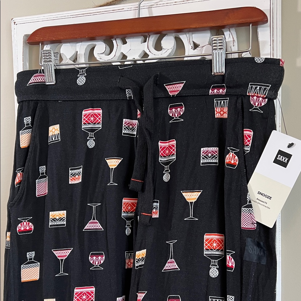 Saxx Black and Multicolor Cocktail Print Lounge Pants